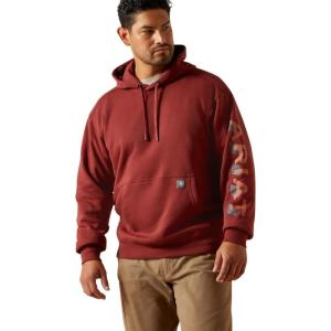 ARIAT mens Rebar Lightweight Logo Hoodie(Madder Brown)