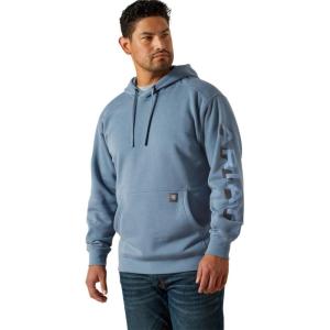 ARIAT mens Rebar Lightweight Logo Hoodie(Moonlight Blue)