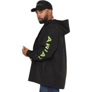 ARIAT mens Rebar Stormshell Waterproof Jacket(Black/Lime)
