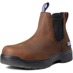 ARIAT mens Turbo Chelsea Usa Assembled Waterproof Carbon Toe Work Boot(Barley Brown)