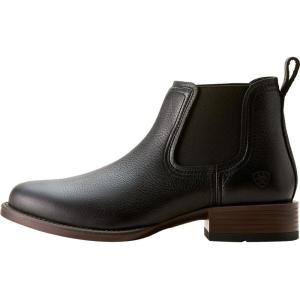 ARIAT unisex-child Booker Ultra Round Toe Western Boot(Black Deertan)