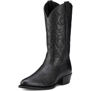 Ariat Heritage Round Toe Western Boots – Men’s Round Toe Cowboy Boot(Black Deertan)