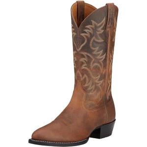 Ariat Heritage Round Toe Western Boots – Men’s Round Toe Cowboy Boot(Distressed Brown)