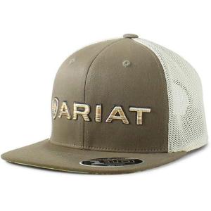 Ariat Men’s Black Red Gray Mesh Hat(Dark Green)