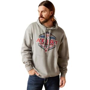 Ariat Men’s Hooded Sweatshirt(Hex Horns Light Grey Heather)