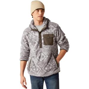 Ariat Men’s Hooded Sweatshirt(Polar Bear Fleece Jetty Gray Geo Map)