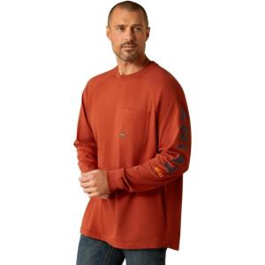 Ariat Mens Rebar Cotton Strong Graphic T-Shirt(Burnt Henna/Baritone Blue)