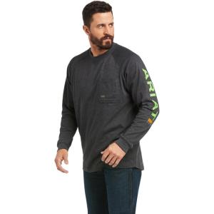 Ariat Mens Rebar Cotton Strong Graphic T-Shirt(Charcoal Heather/Lime)