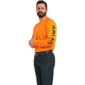 Ariat Mens Rebar Cotton Strong Graphic T-Shirt(Safety Orange/Black)