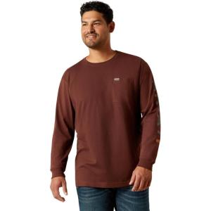 Ariat Men’s Rebar Cotton Strong Standard Logo Pocket T-Shirt(Bitter Chocolate/Charcoal)