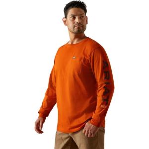 Ariat Men’s Rebar Cotton Strong Standard Logo Pocket T-Shirt(Potter’s Clay/Bitter Chocolate)