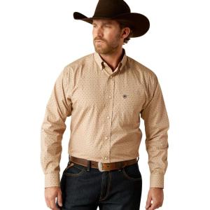 Ariat Men’s Wrinkle Free Kaiser Classic Fit Button Down Darkest Indigo(Tan)