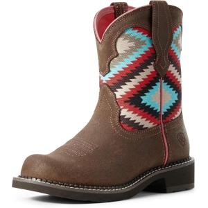 Ariat Women’s Fatbaby Western Boot(Twill Dark Barley/Pastel Aztec Print)