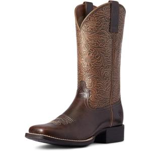 Ariat Women’s Round Up Square Boot(Arizona Brown/Copper Floral Emboss)