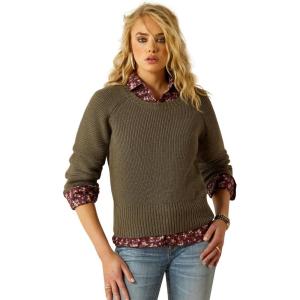 Ariat Women’s Yellowstone Moss Crinkle Sweater(Earth Heather)