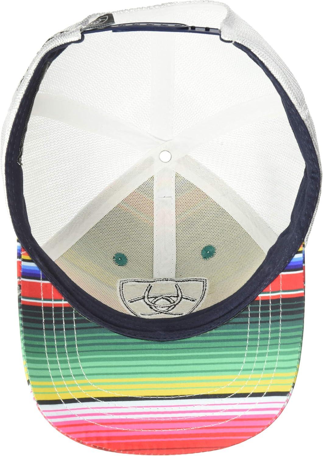 imageARIAT Ladies Cap MultiColored Serape Brim ampamp Bill Black Signature Logo White Mesh Back Snapback