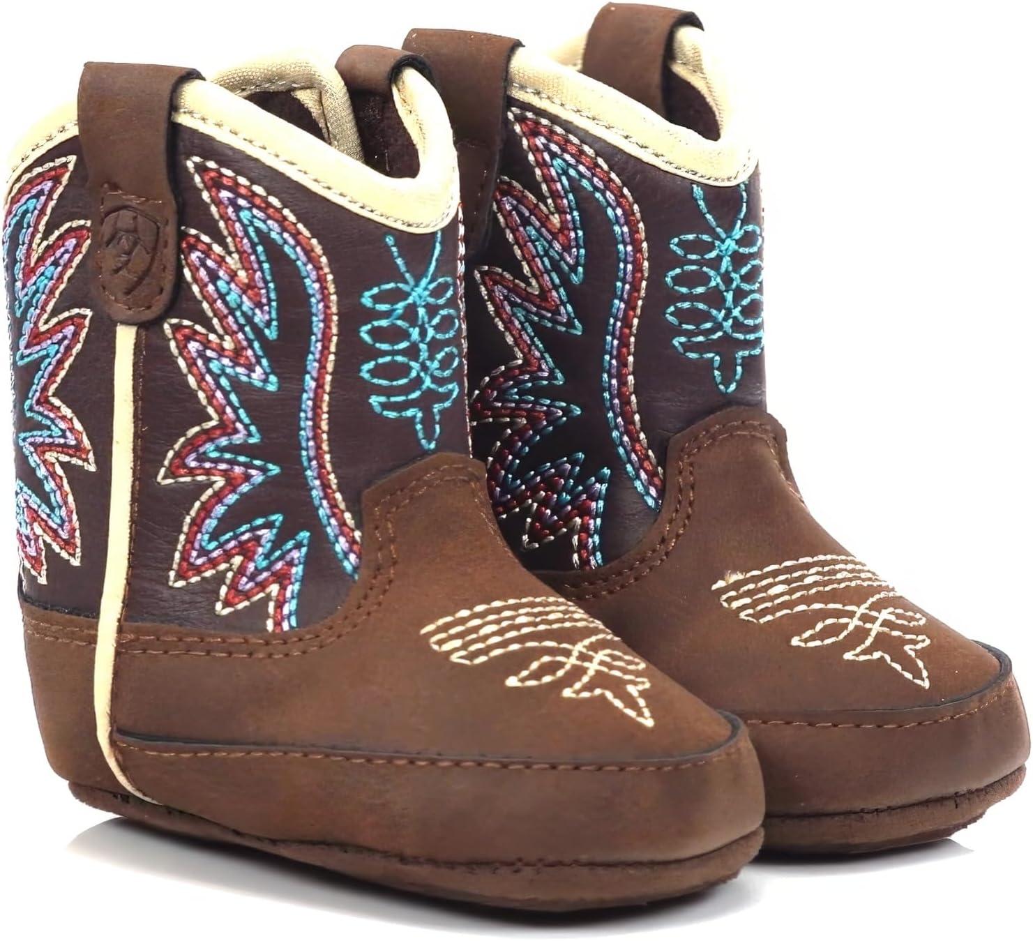 imageARIAT Lil Stompers Infant Unisex Western BootsPurpleBrown Briar