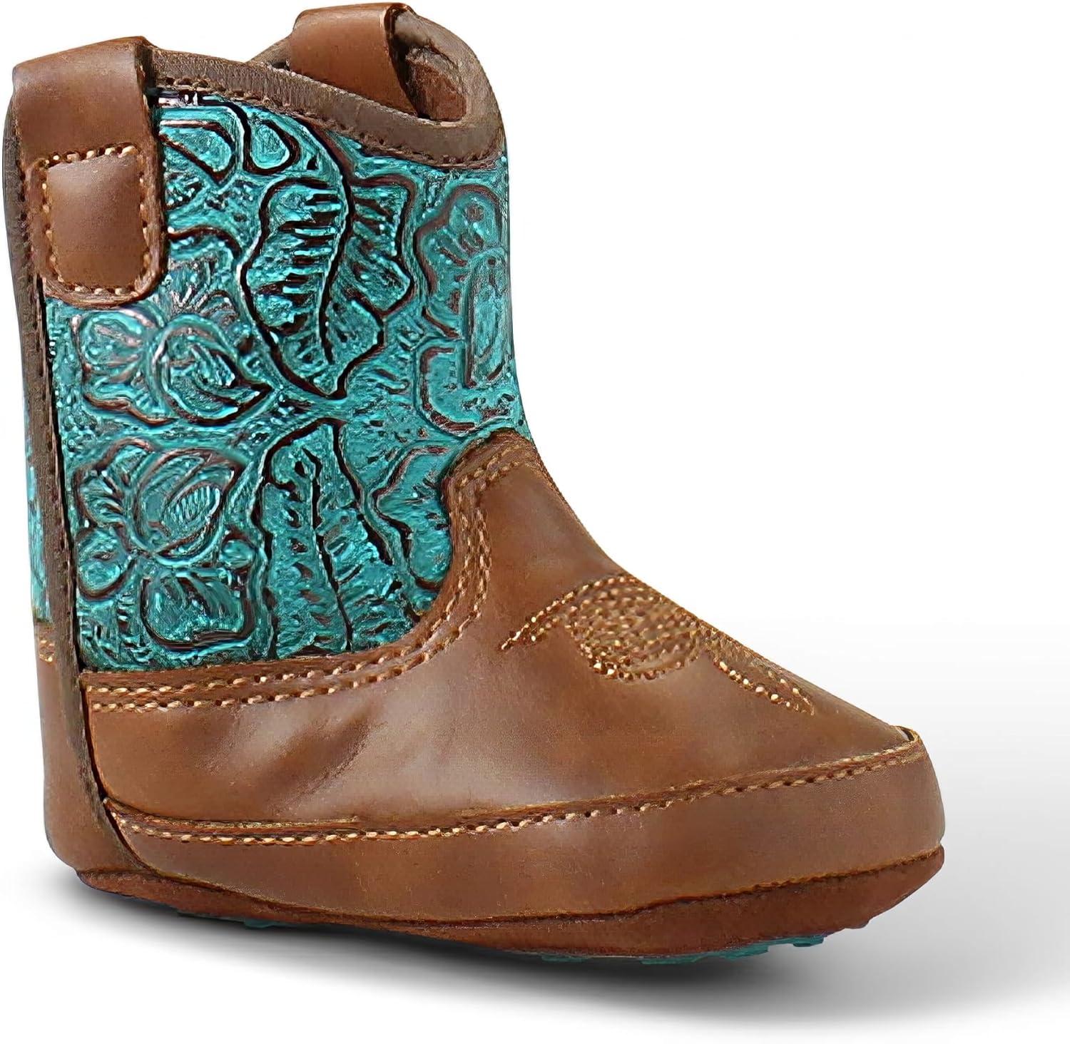 imageARIAT Lil Stompers Infant Unisex Western BootsTurquoiseBrown Round Up