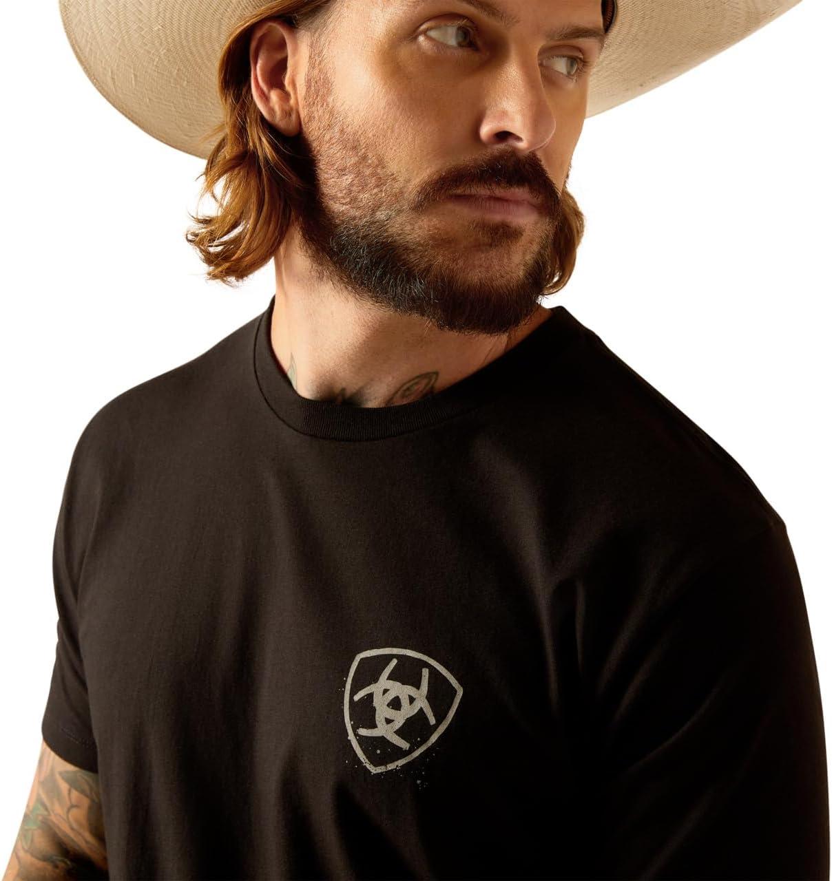 imageARIAT Mens Buckaroo TShirt BuckhornBlackCactus Flag