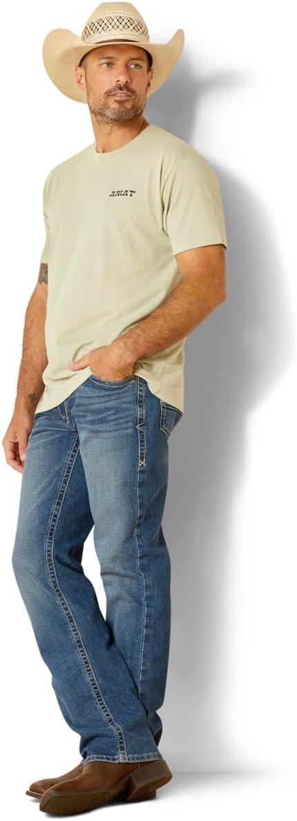 imageARIAT Mens Buckaroo TShirt BuckhornDesert Sage HeatherEagle Flag