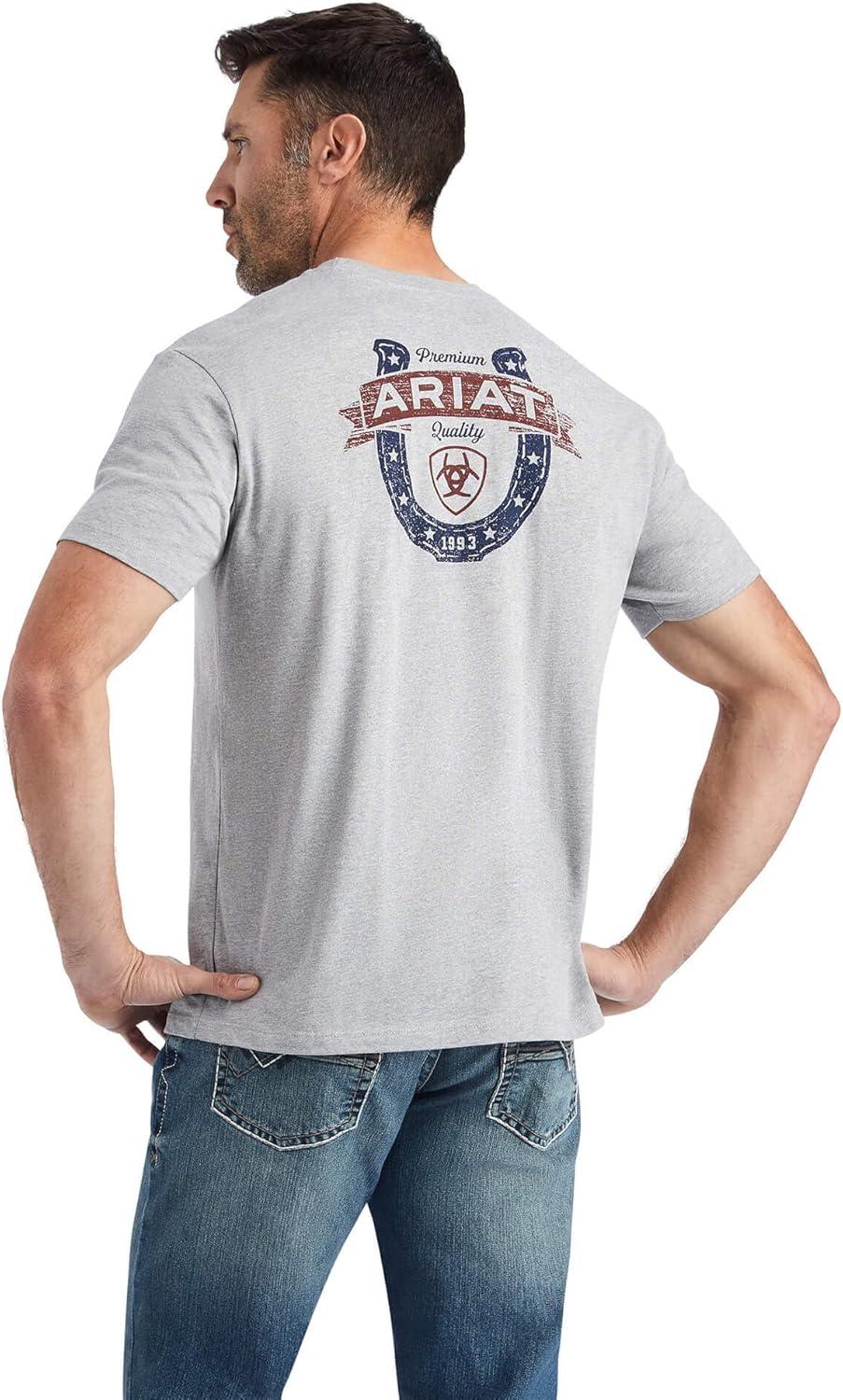 imageARIAT Mens Buckaroo TShirt BuckhornGrey HeatherLucky Horseshoe