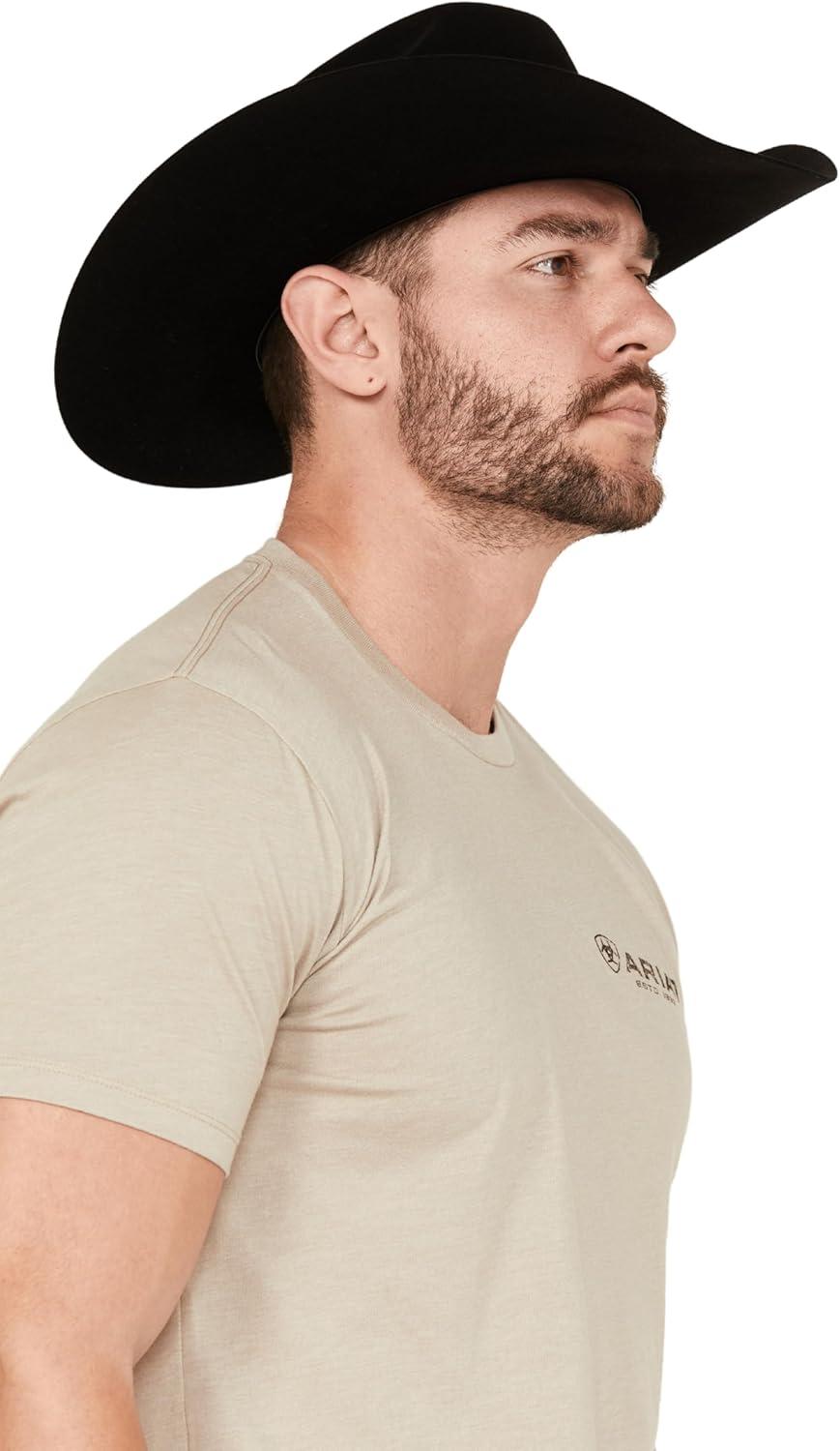 imageARIAT Mens Buckaroo TShirt BuckhornKhaki HeatherZuni Flag