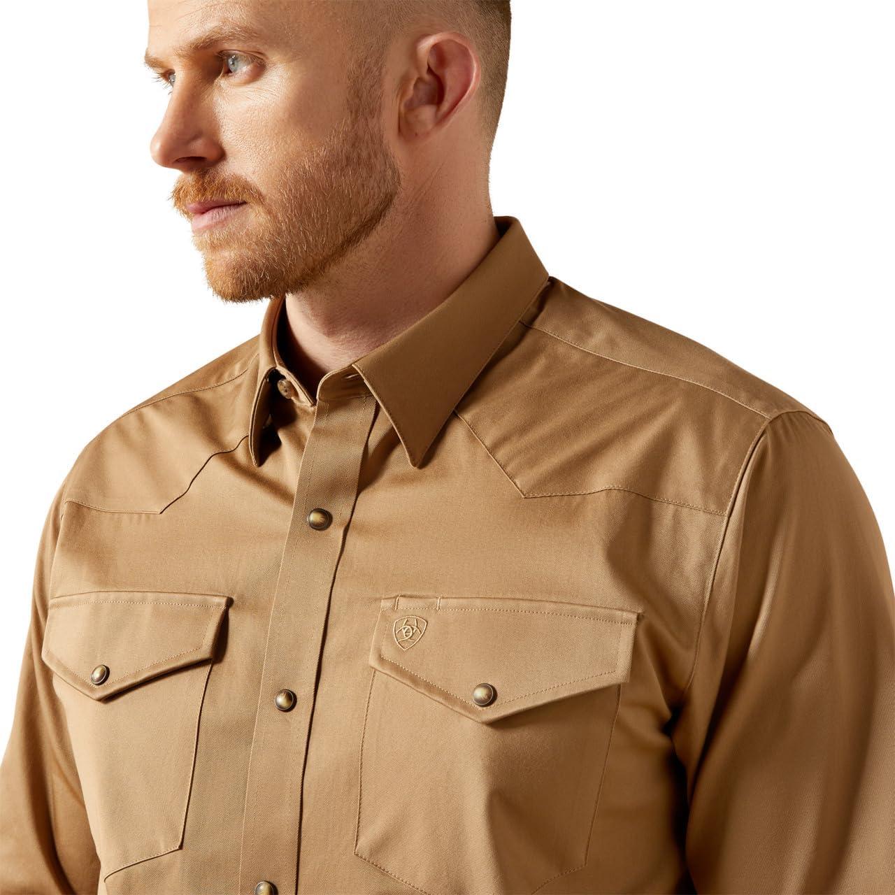 imageARIAT Mens Khaki Solid Fitted ShirtKhaki