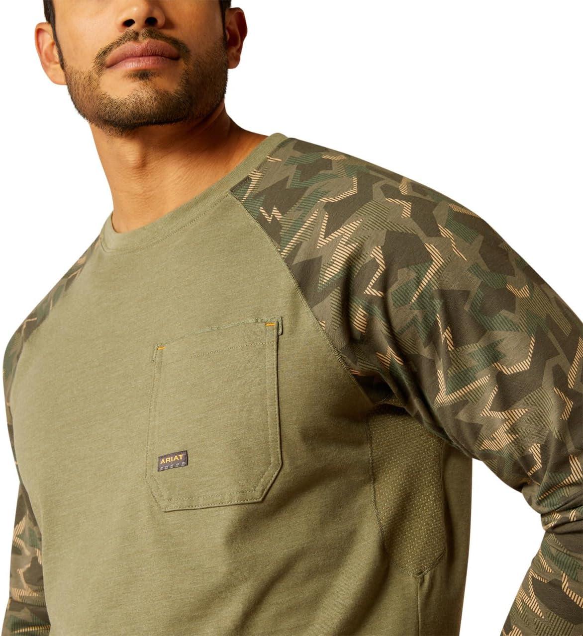 imageARIAT Mens MNS RBR Wkmn Bn Fr THS Ls Tsh TGR EyDeep Lichen Camo