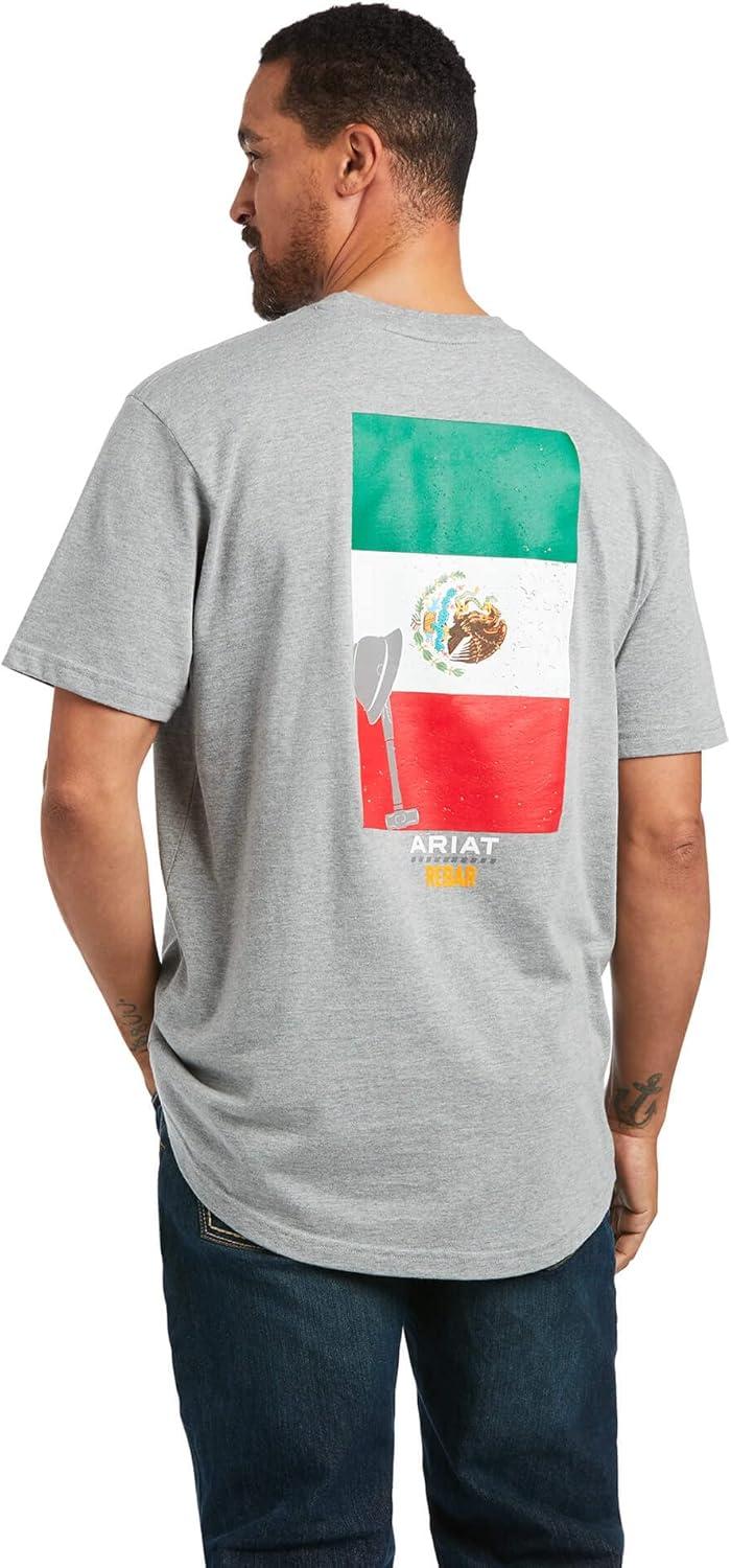 imageARIAT Mens Rebar Cotton Strong Mexican Pride Graphic TShirtHeather Grey
