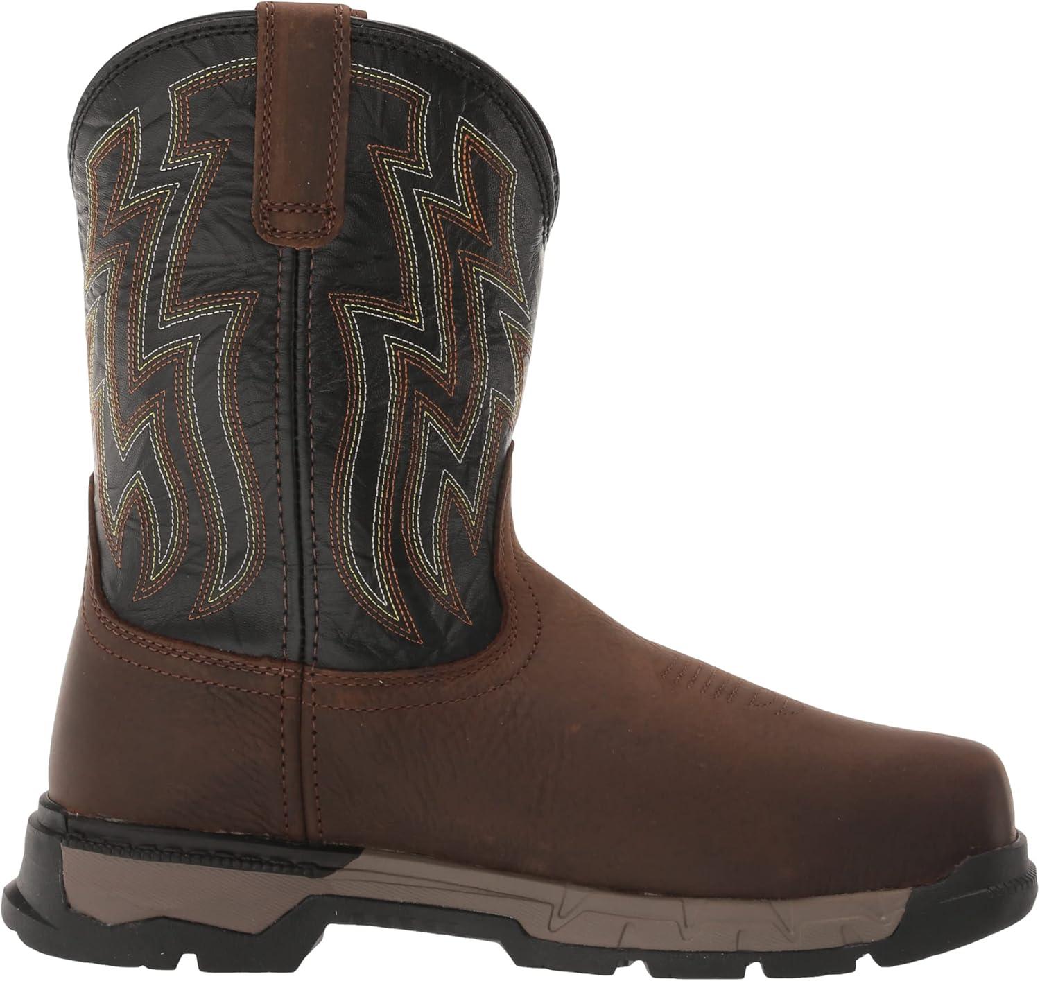 imageARIAT Mens Rebar Flex Western Waterproof Work BootDark BrownBlack