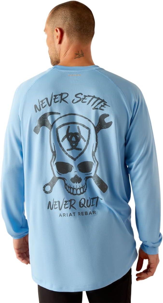 imageARIAT Mens Rebar Heat Fighter Long Sleeve TShirtStratosphere Blue