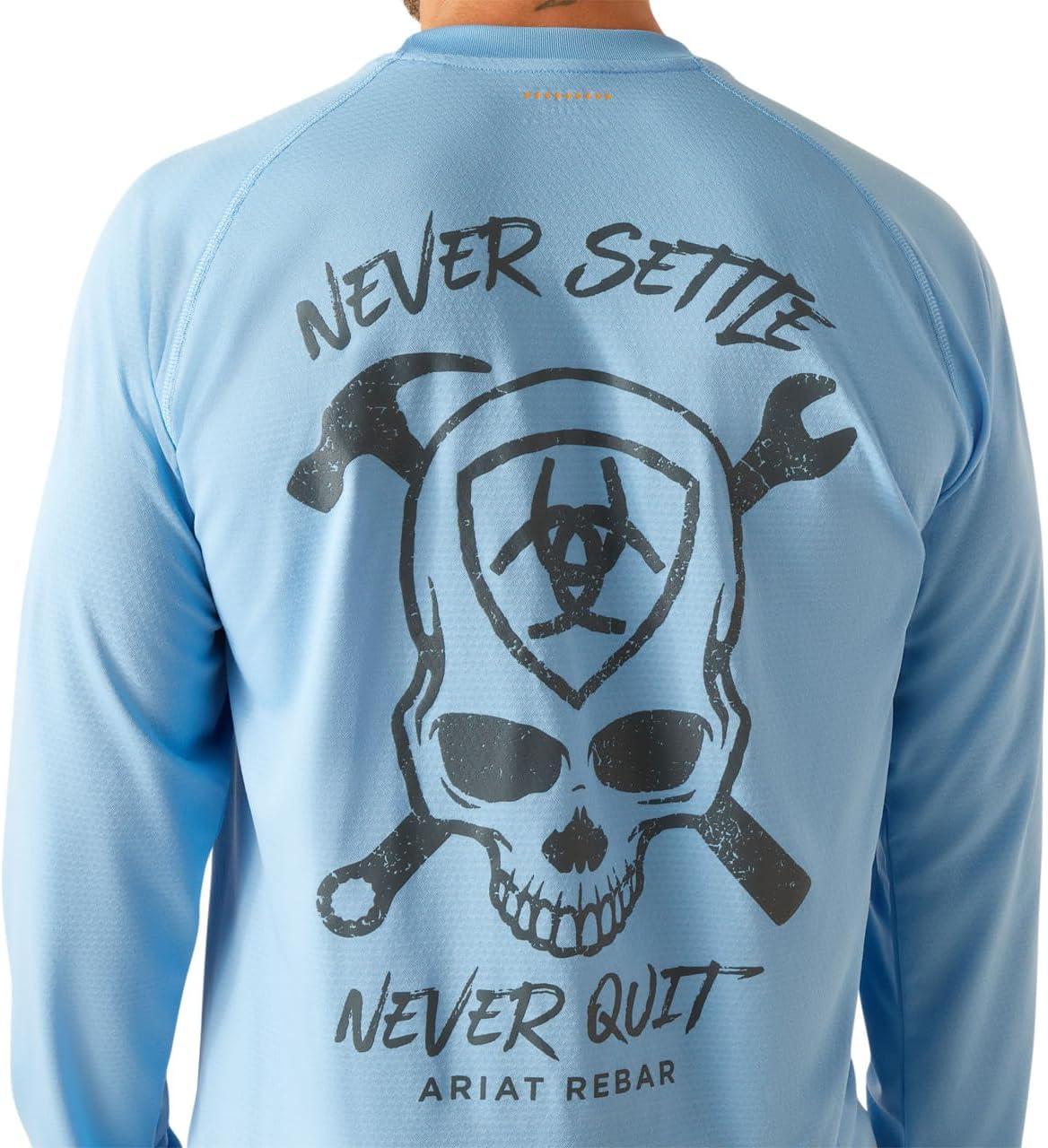 imageARIAT Mens Rebar Heat Fighter Long Sleeve TShirtStratosphere Blue