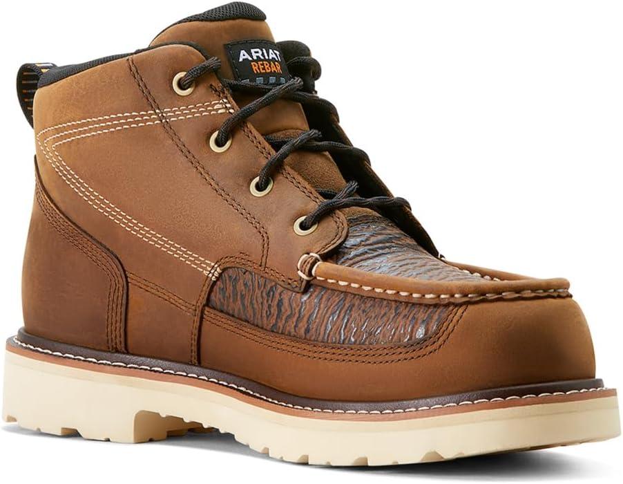 imageARIAT Mens Rebar Lift Chukka Composite Toe Work Boot IndustrialDistressed BrownSharkskin Print