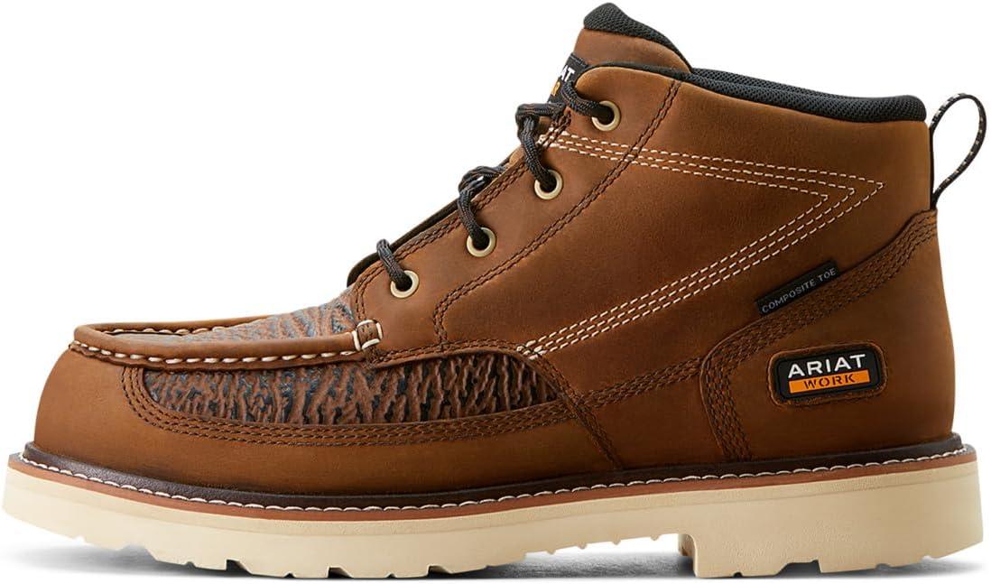 imageARIAT Mens Rebar Lift Chukka Composite Toe Work Boot IndustrialDistressed BrownSharkskin Print