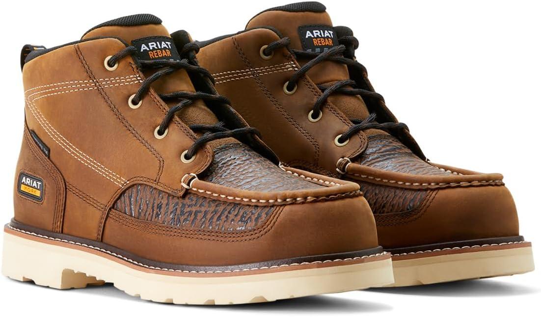 imageARIAT Mens Rebar Lift Chukka Composite Toe Work Boot IndustrialDistressed BrownSharkskin Print