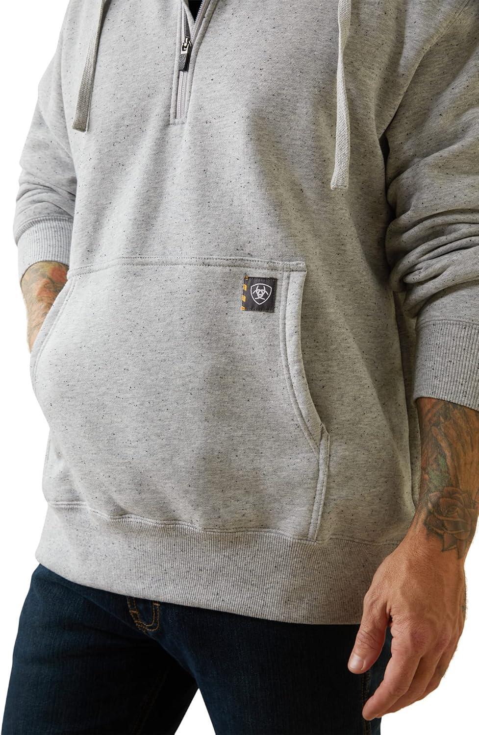 imageARIAT Mens Rebar Workman 14 Zip HoodieHeather Grey Spacedye