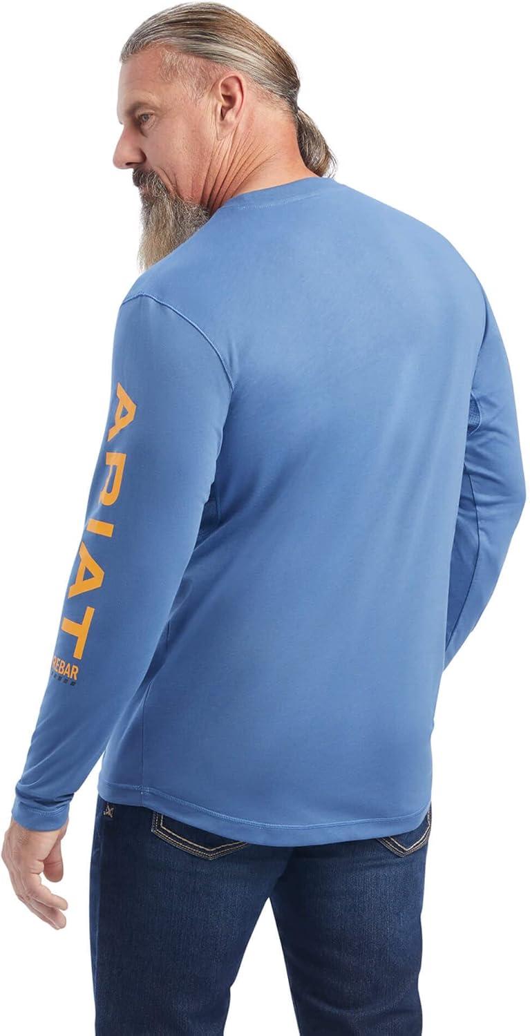imageARIAT Mens Rebar Workman Logo Long Sleeve CrewNavy Heather Rebar Orange
