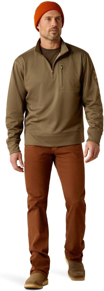imageARIAT Mens Team Logo 14 Zip SweatshirtBrine OliveBrown