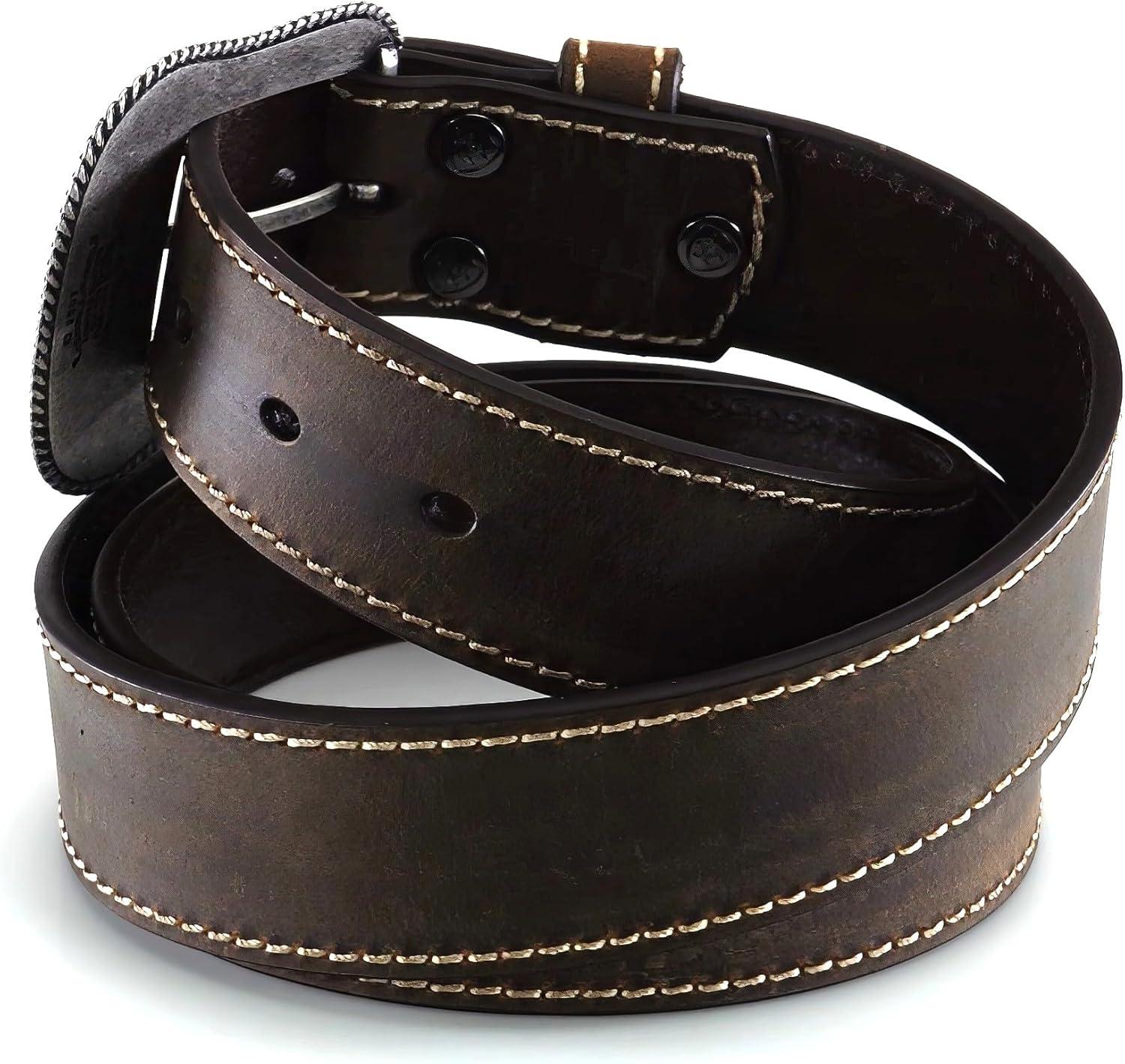 imageARIAT Womens Basic Heavy Stitched Belt Brown Medium