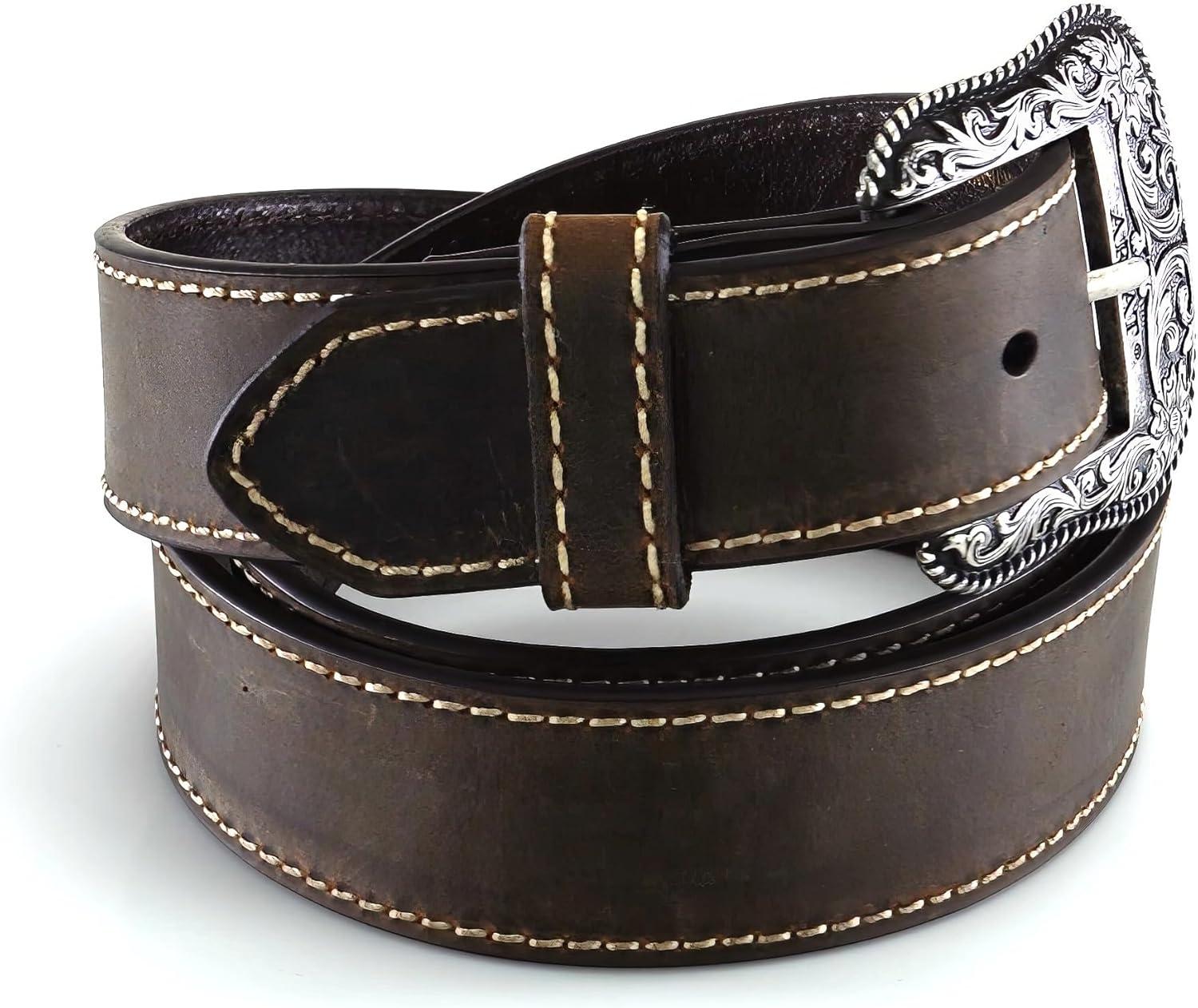 imageARIAT Womens Basic Heavy Stitched Belt Brown Medium