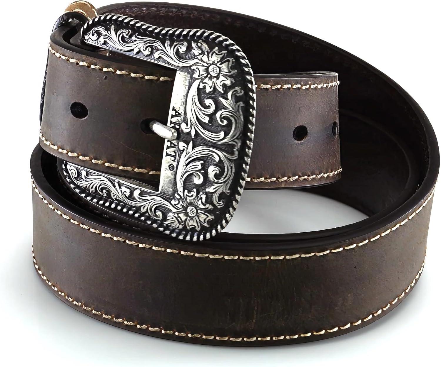 imageARIAT Womens Basic Heavy Stitched Belt Brown Medium