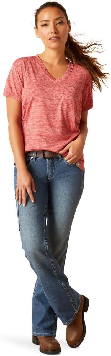 imageARIAT Womens Rebar Cotton Strong VNeck TopMineral Red