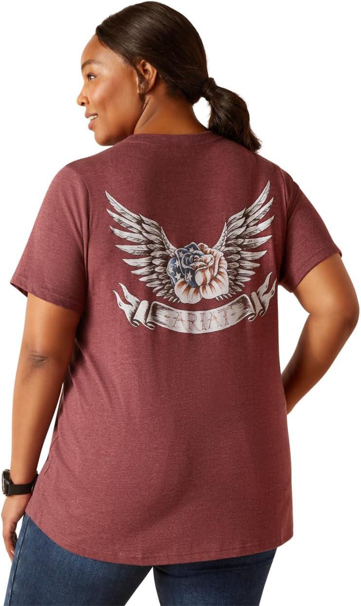 imageARIAT Womens Rebar Cottonstrong Roughneck Graphic TShirtBurgundy Heather