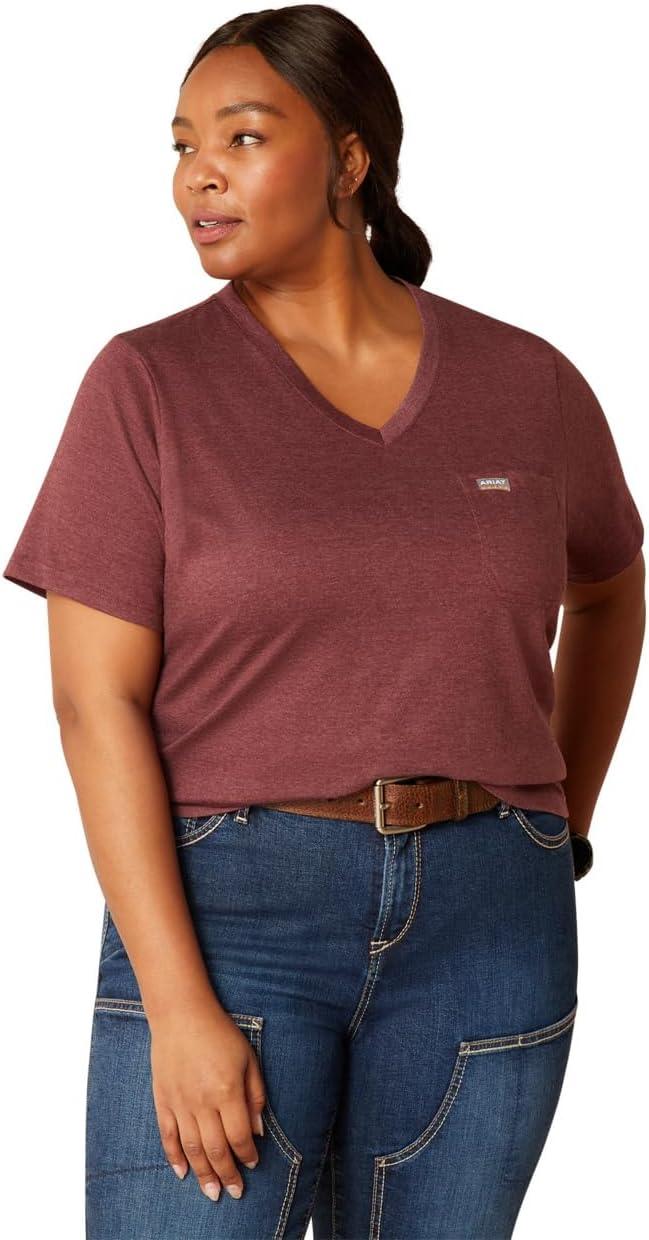 imageARIAT Womens Rebar Cottonstrong Roughneck Graphic TShirtBurgundy Heather