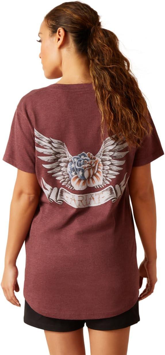 imageARIAT Womens Rebar Cottonstrong Roughneck Graphic TShirtBurgundy Heather