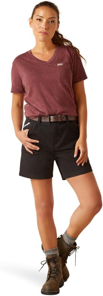 imageARIAT Womens Rebar Cottonstrong Roughneck Graphic TShirtBurgundy Heather