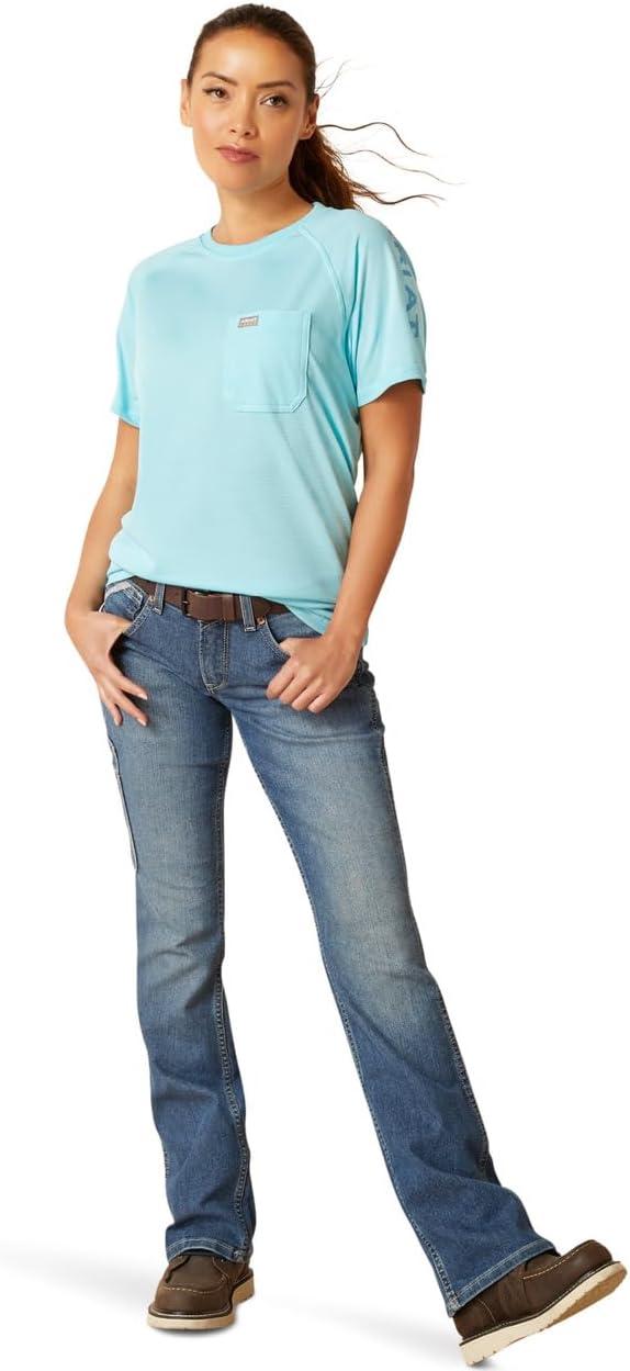 imageARIAT Womens Rebar Heat Fighter TShirtArctic BlueCendre Blue