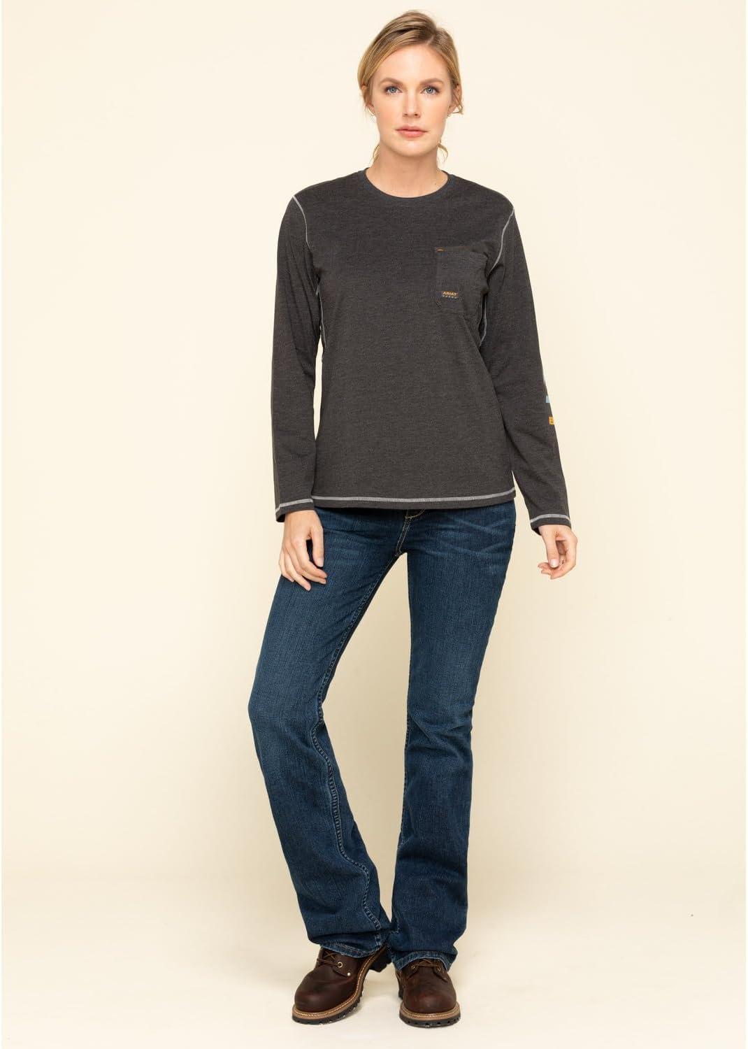 imageARIAT Womens Rebar Workman Logo TShirtCharcoal Heather
