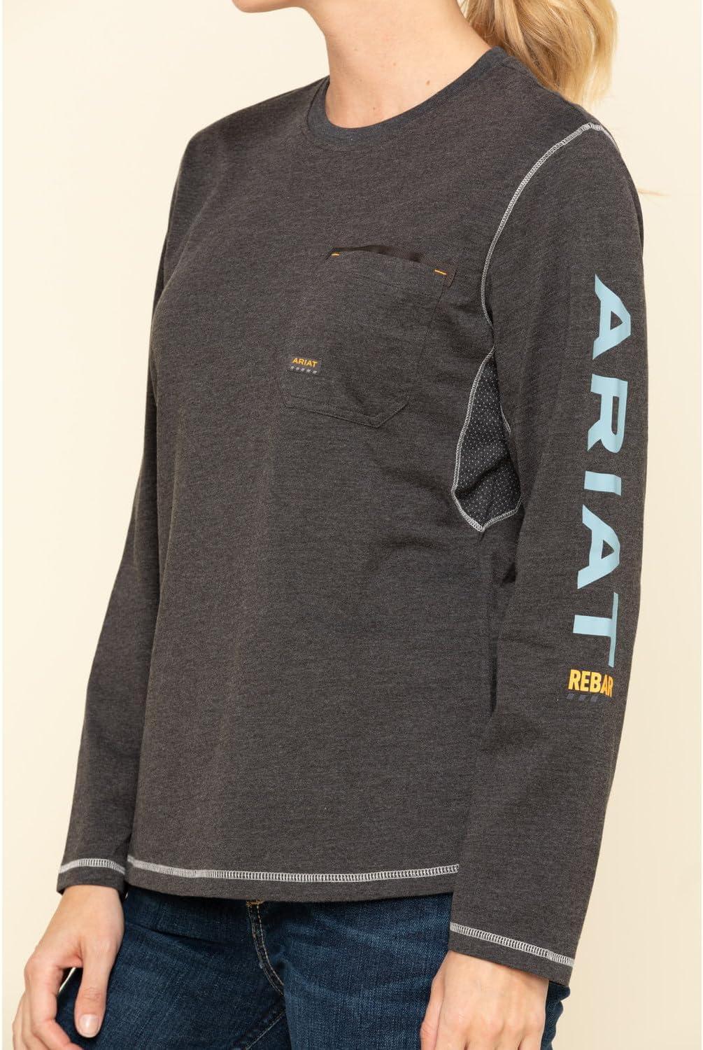 imageARIAT Womens Rebar Workman Logo TShirtCharcoal Heather