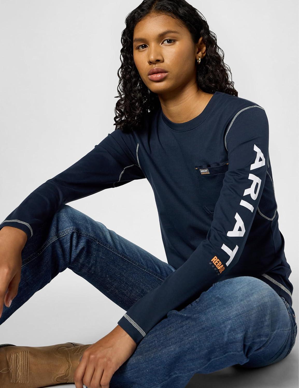 imageARIAT Womens Rebar Workman Logo TShirtNavy